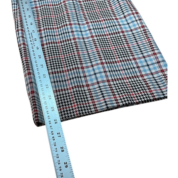 MONOPRIX 100% Cotton Wide Leg Cropped Plaid Trousers Side Zip Flat Front Sz 12 - Picture 7 of 11